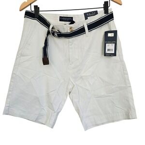 🆕️ US Polo Assn‎ Mason Short White Cotton Blend Belted Chino Shorts Size 30
